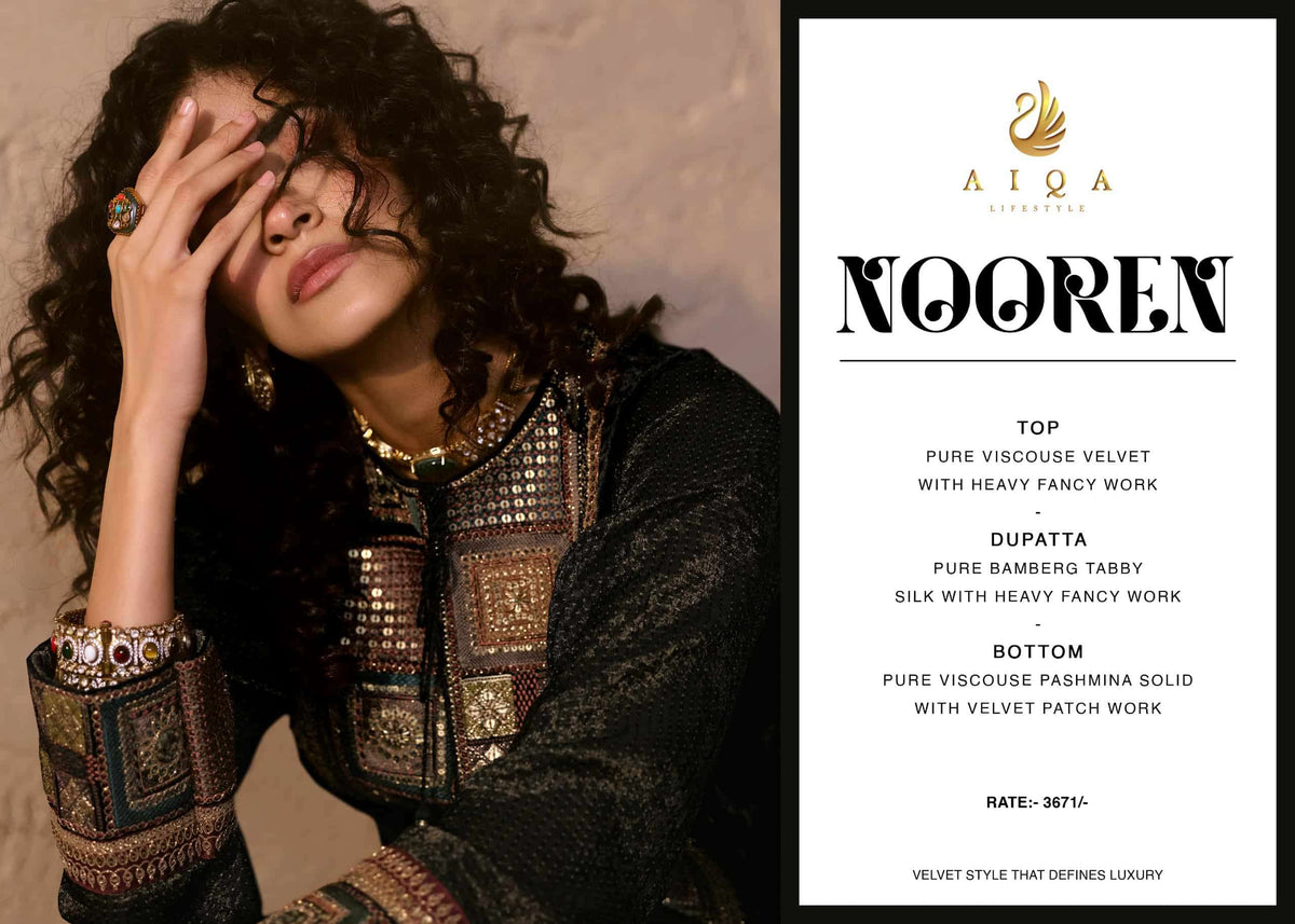 Aiqa Lifestyle Nooren Viscose Velvet Bemberg Tabby Silk Designer Suit