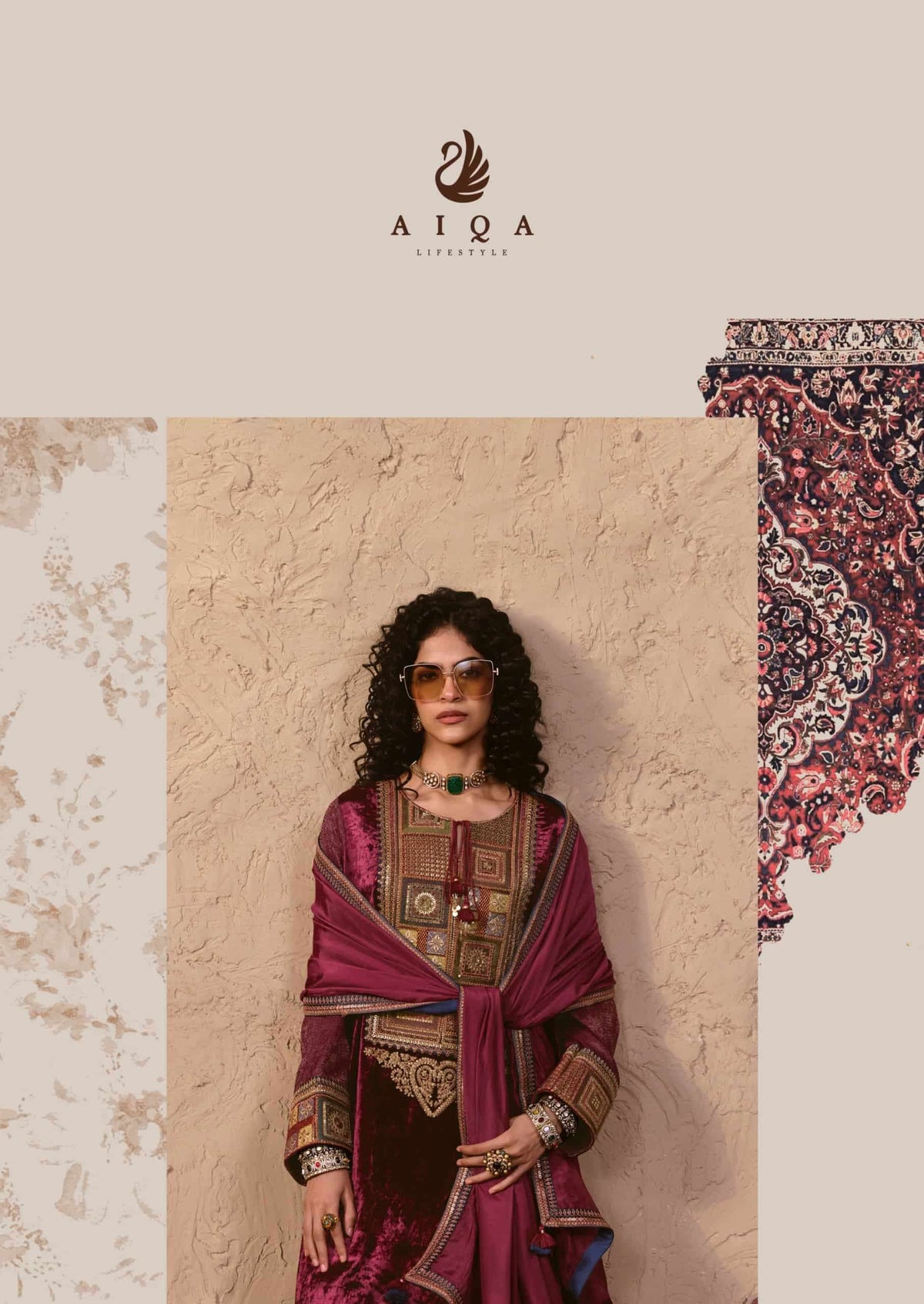 Aiqa Lifestyle Nooren Viscose Velvet Bemberg Tabby Silk Designer Suit