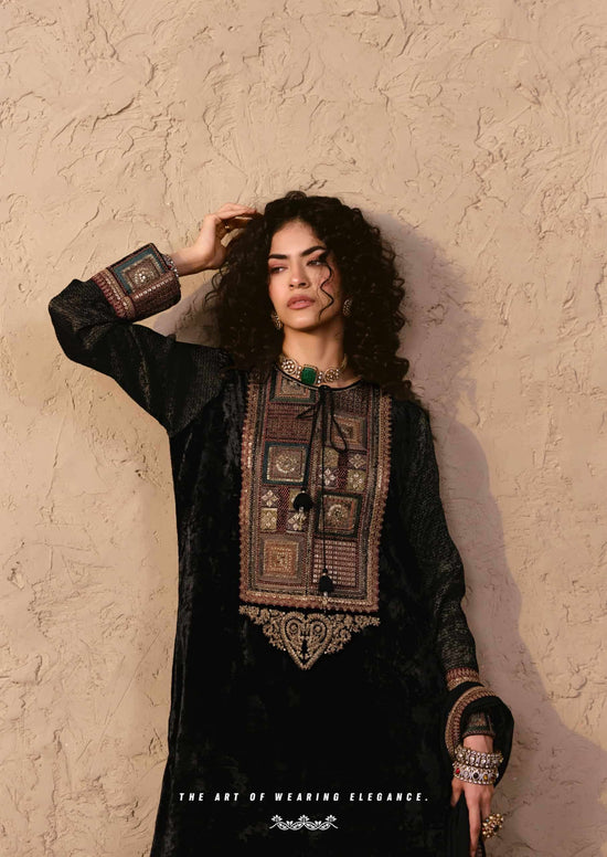 Aiqa Lifestyle Nooren Viscose Velvet Bemberg Tabby Silk Designer Suit