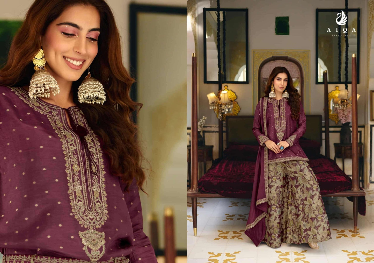 Aiqa Lifestyle Noorvika Russian Silk Dress Material - Amrah Wholesale