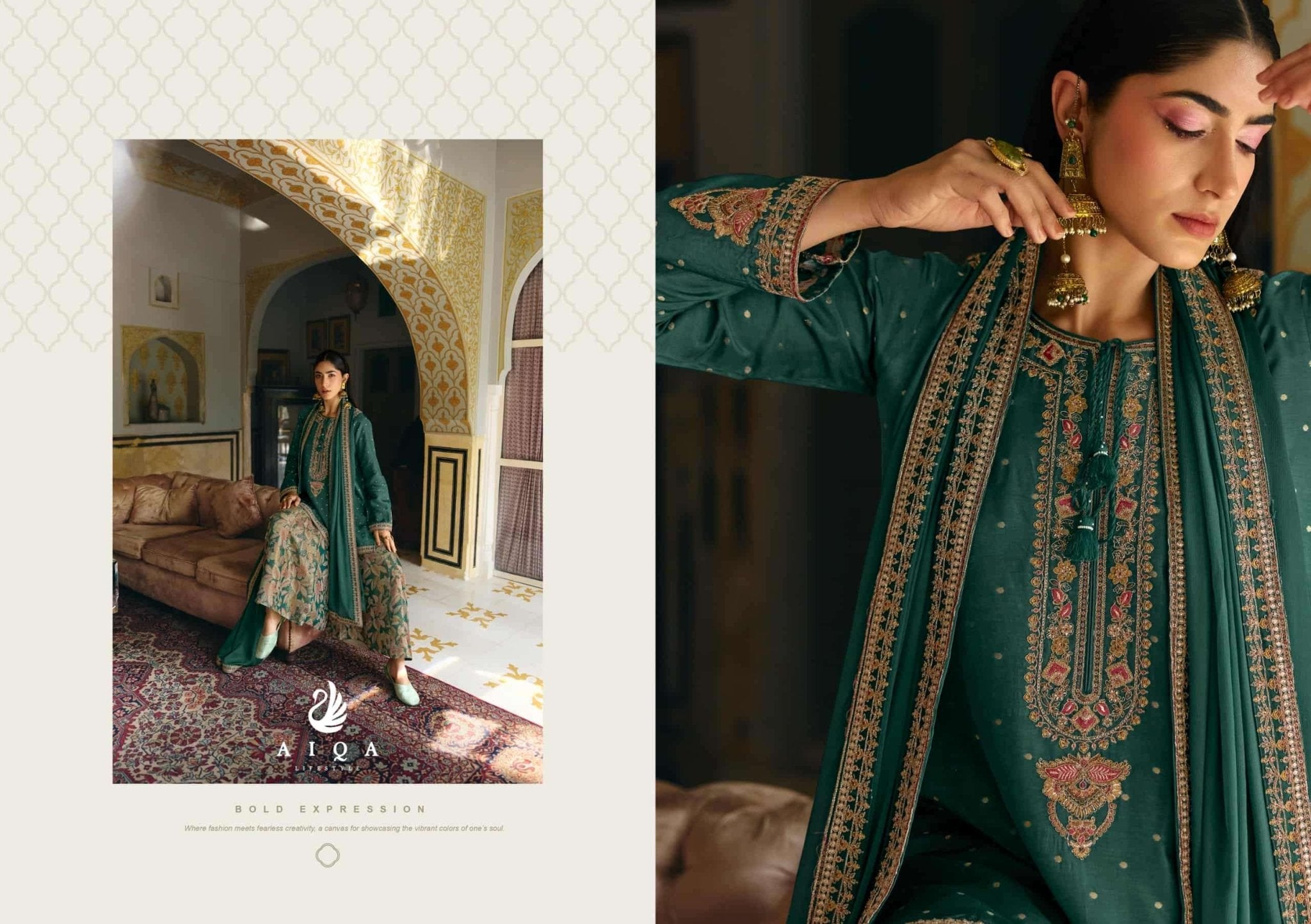 Aiqa Lifestyle Noorvika Russian Silk Dress Material - Amrah Wholesale