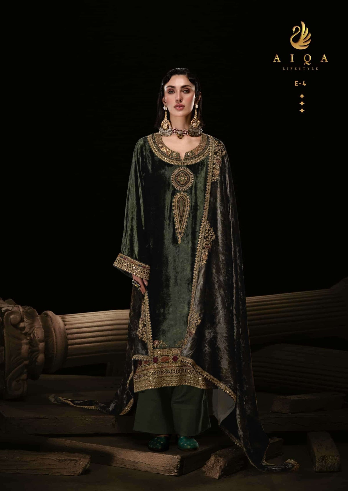 Aiqa Lifestyle The Royal Chapter Pure Viscose Velvet Dress Material