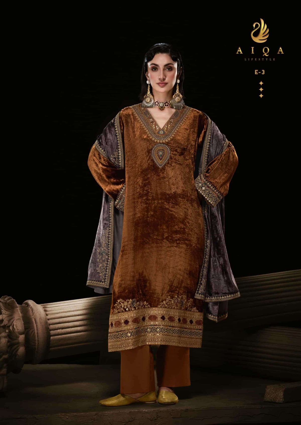 Aiqa Lifestyle The Royal Chapter Pure Viscose Velvet Dress Material