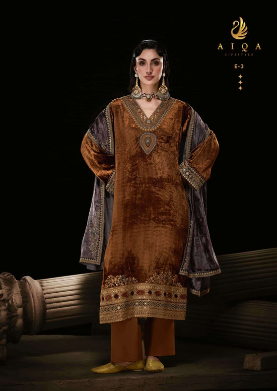 Aiqa Lifestyle The Royal Chapter Pure Viscose Velvet Dress Material