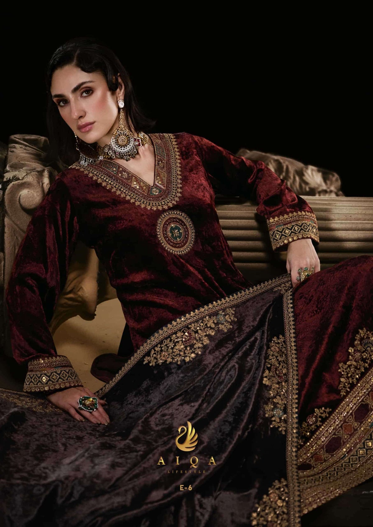 Aiqa Lifestyle The Royal Chapter Pure Viscose Velvet Dress Material