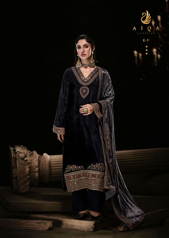 Aiqa Lifestyle The Royal Chapter Pure Viscose Velvet Dress Material