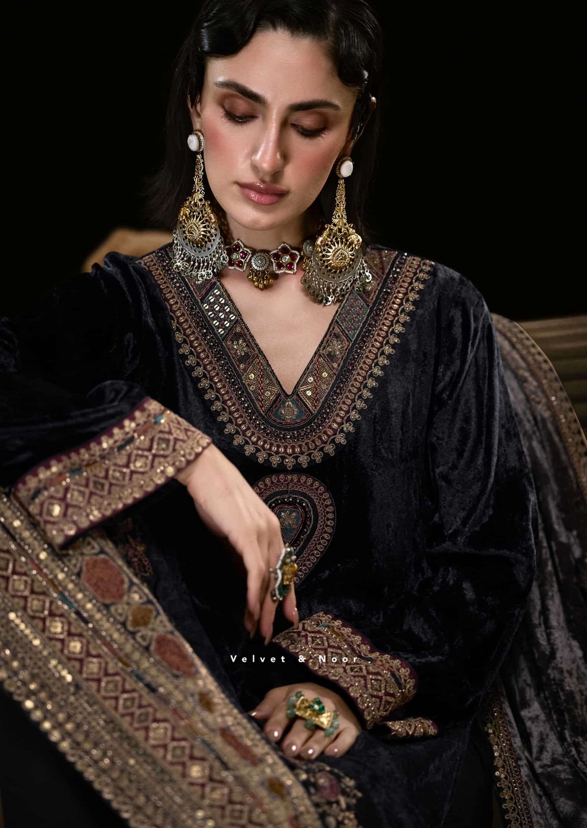 Aiqa Lifestyle The Royal Chapter Pure Viscose Velvet Dress Material