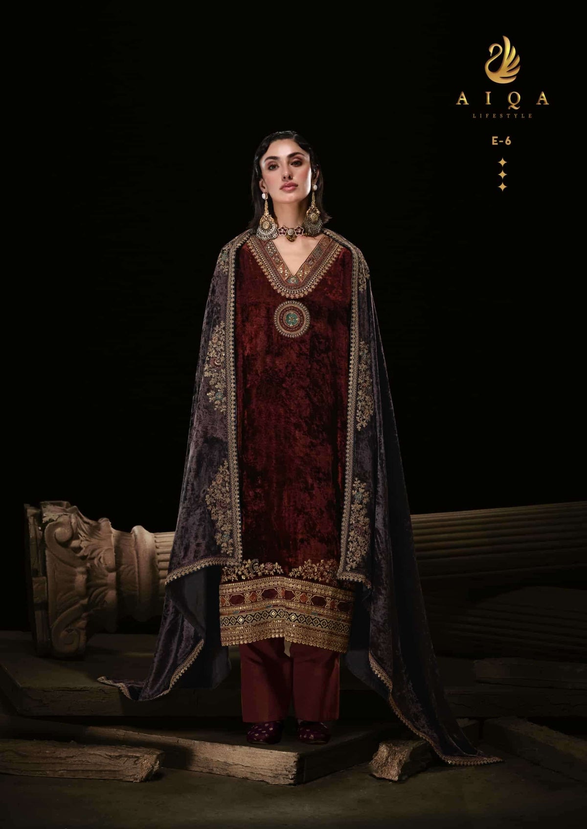 Aiqa Lifestyle The Royal Chapter Pure Viscose Velvet Dress Material