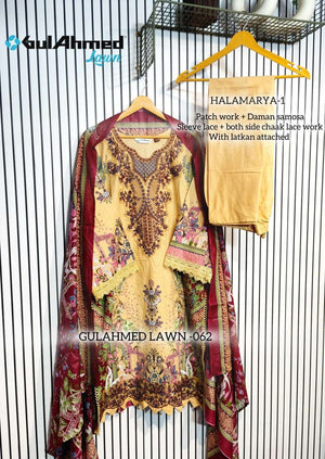 AL-HUDA FASHION GULAHMED LAWN VOL-062 Cotton Printed Lace Work Salwar Suit Set