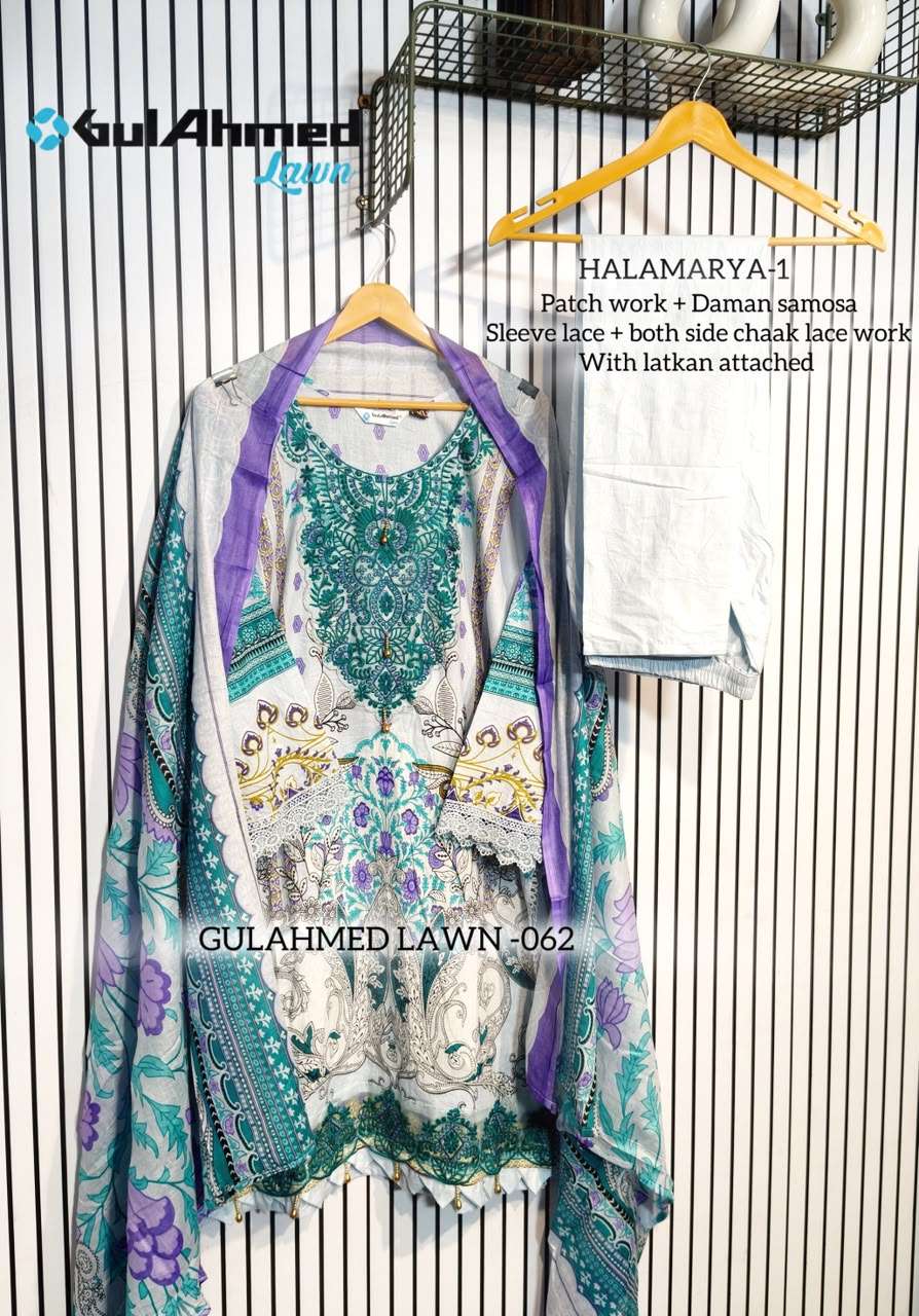 AL-HUDA FASHION GULAHMED LAWN VOL-062 Cotton Printed Lace Work Salwar Suit Set