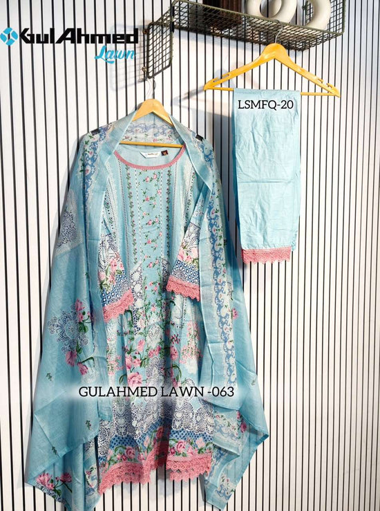 Al-Huda Fashion Gulahmed Lawn Vol-063 Cotton Printed with Lace Work Dress Set - Amrah Wholesale
