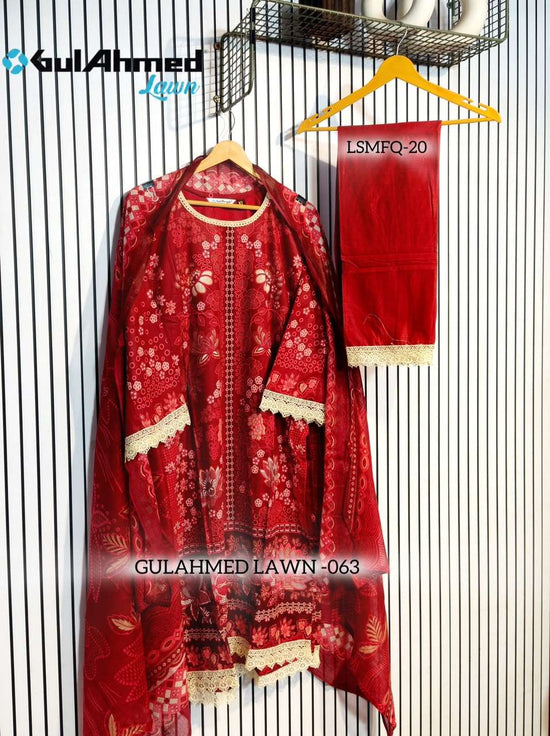 Al-Huda Fashion Gulahmed Lawn Vol-063 Cotton Printed with Lace Work Dress Set - Amrah Wholesale