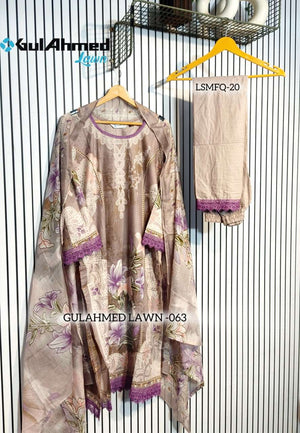 Al-Huda Fashion Gulahmed Lawn Vol-063 Cotton Printed with Lace Work Dress Set - Amrah Wholesale