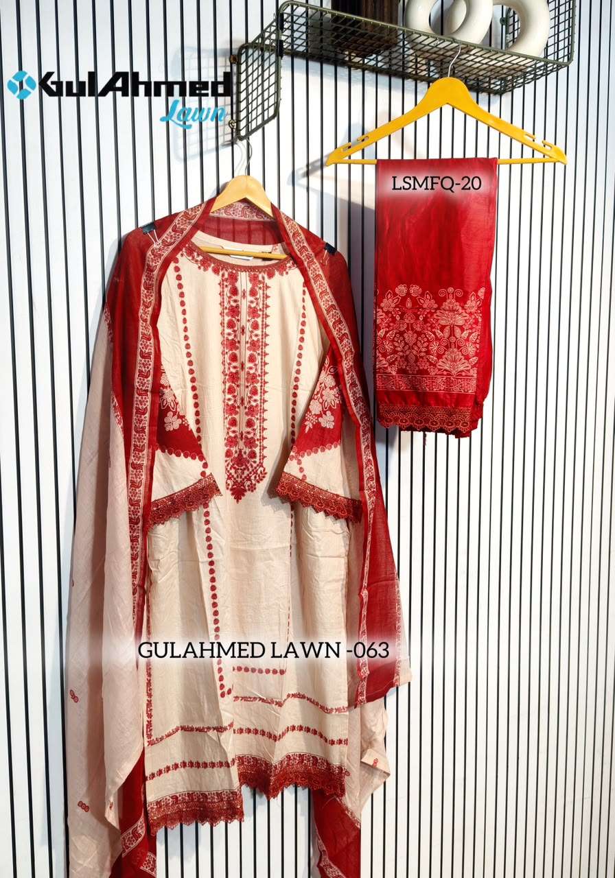 Al-Huda Fashion Gulahmed Lawn Vol-063 Cotton Printed with Lace Work Dress Set - Amrah Wholesale