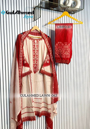 Al-Huda Fashion Gulahmed Lawn Vol-063 Cotton Printed with Lace Work Dress Set - Amrah Wholesale