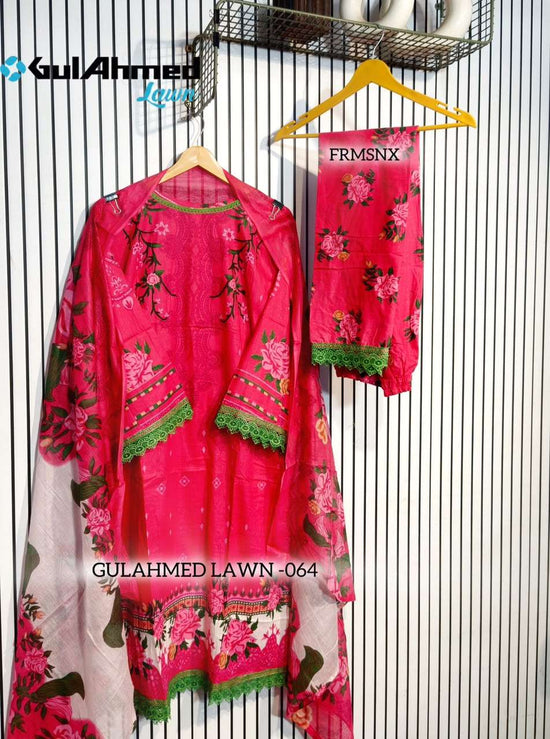 AL-HUDA FASHION GULAHMED LAWN VOL-064 Cotton Printed Lace Work Kurti Pant Dupatta Set - Amrah Wholesale