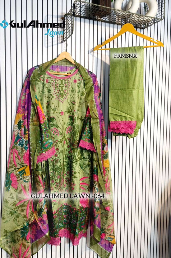 AL-HUDA FASHION GULAHMED LAWN VOL-064 Cotton Printed Lace Work Kurti Pant Dupatta Set - Amrah Wholesale