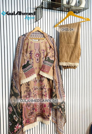 AL-HUDA FASHION Gulahmed Lawn Vol-065 Cotton Printed Lace Work Salwar Suit Set - Amrah Wholesale