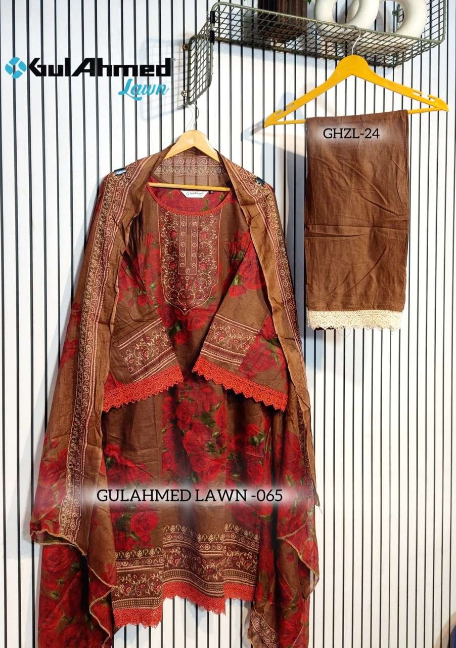 AL-HUDA FASHION Gulahmed Lawn Vol-065 Cotton Printed Lace Work Salwar Suit Set - Amrah Wholesale
