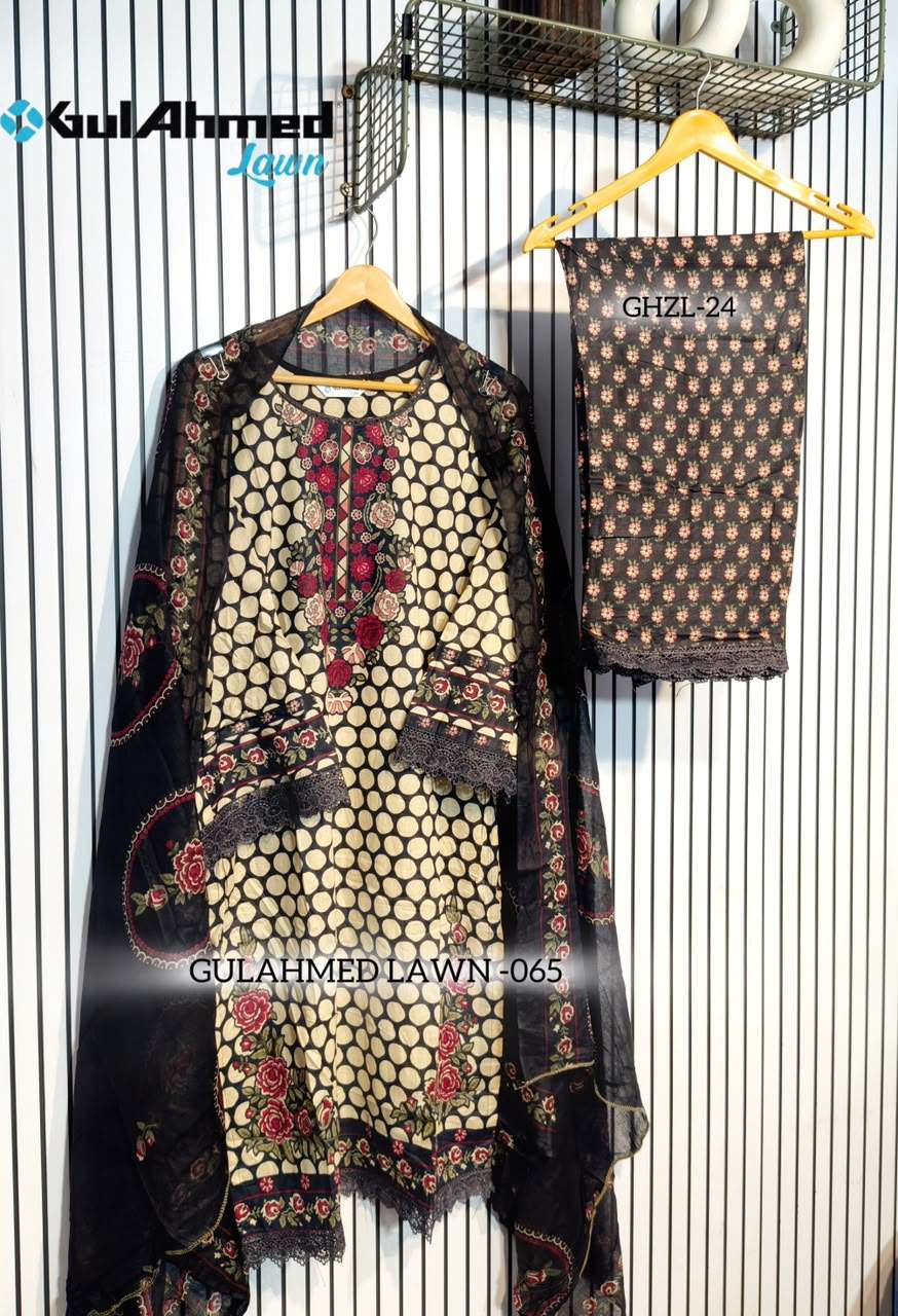 AL-HUDA FASHION Gulahmed Lawn Vol-065 Cotton Printed Lace Work Salwar Suit Set - Amrah Wholesale