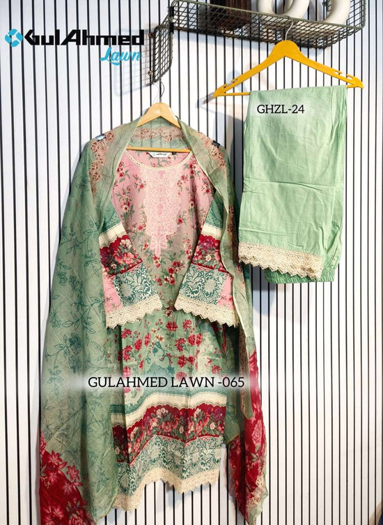 AL-HUDA FASHION Gulahmed Lawn Vol-065 Cotton Printed Lace Work Salwar Suit Set - Amrah Wholesale