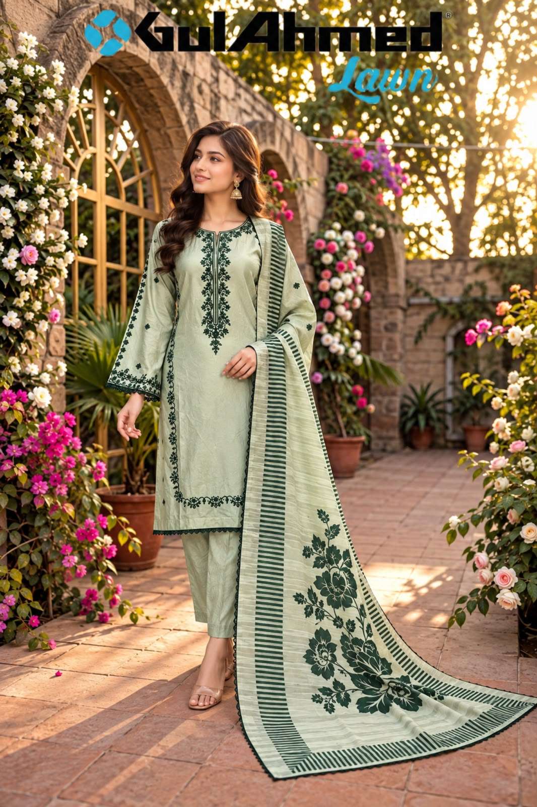 Al-Huda Fashion Gulahmed Lawn Vol-071 Rayon Salwar Suit Set