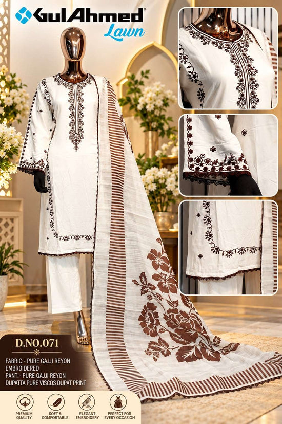 Al-Huda Fashion Gulahmed Lawn Vol-071 Rayon Salwar Suit Set