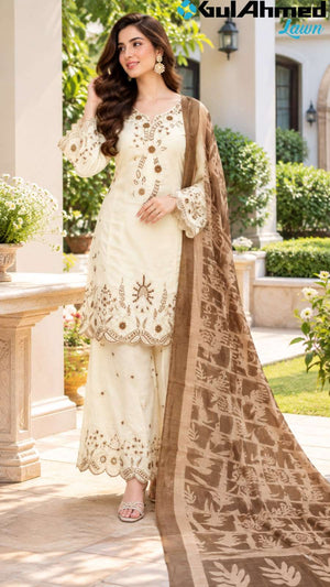 Al-Huda Fashion Gulahmed Lawn Vol-072 Roman Salwar Suit Set