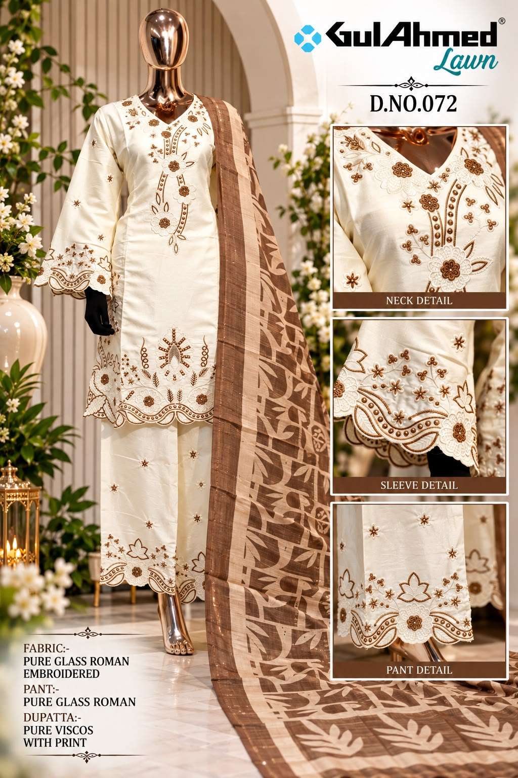 Al-Huda Fashion Gulahmed Lawn Vol-072 Roman Salwar Suit Set