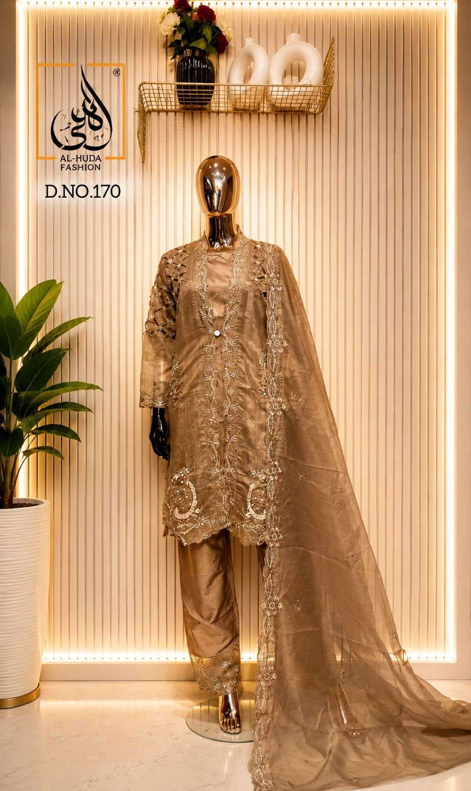 Al-Huda Fashion Vol-170 Organza Embroidered Salwar Suit Set