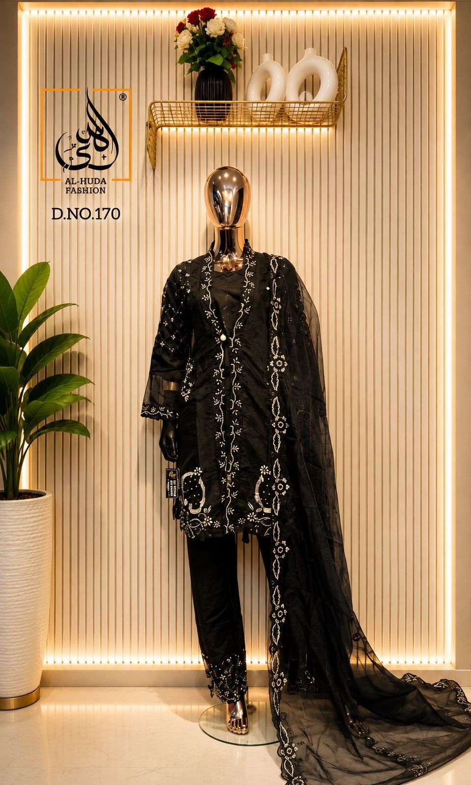 Al-Huda Fashion Vol-170 Organza Embroidered Salwar Suit Set