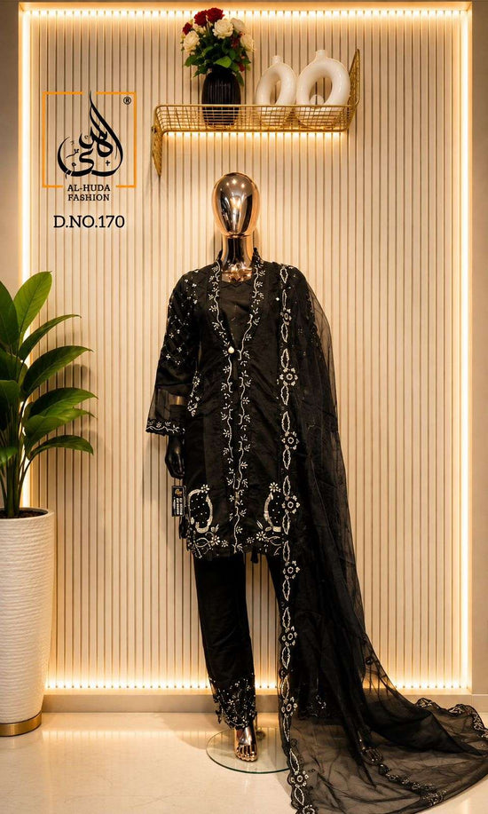 Al-Huda Fashion Vol-170 Organza Embroidered Salwar Suit Set