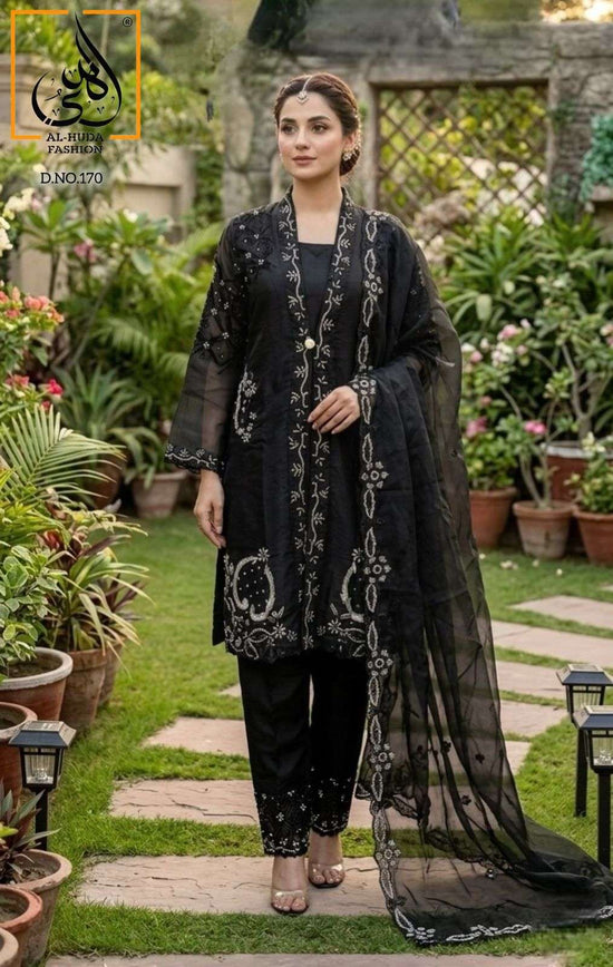 Al-Huda Fashion Vol-170 Organza Embroidered Salwar Suit Set