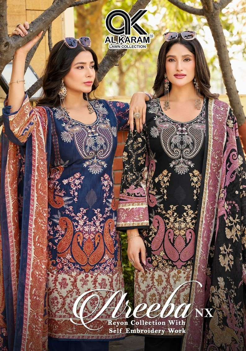 Al Karam Areeba Nx Rayon Cotton Pakistani Suit - Amrah Wholesale