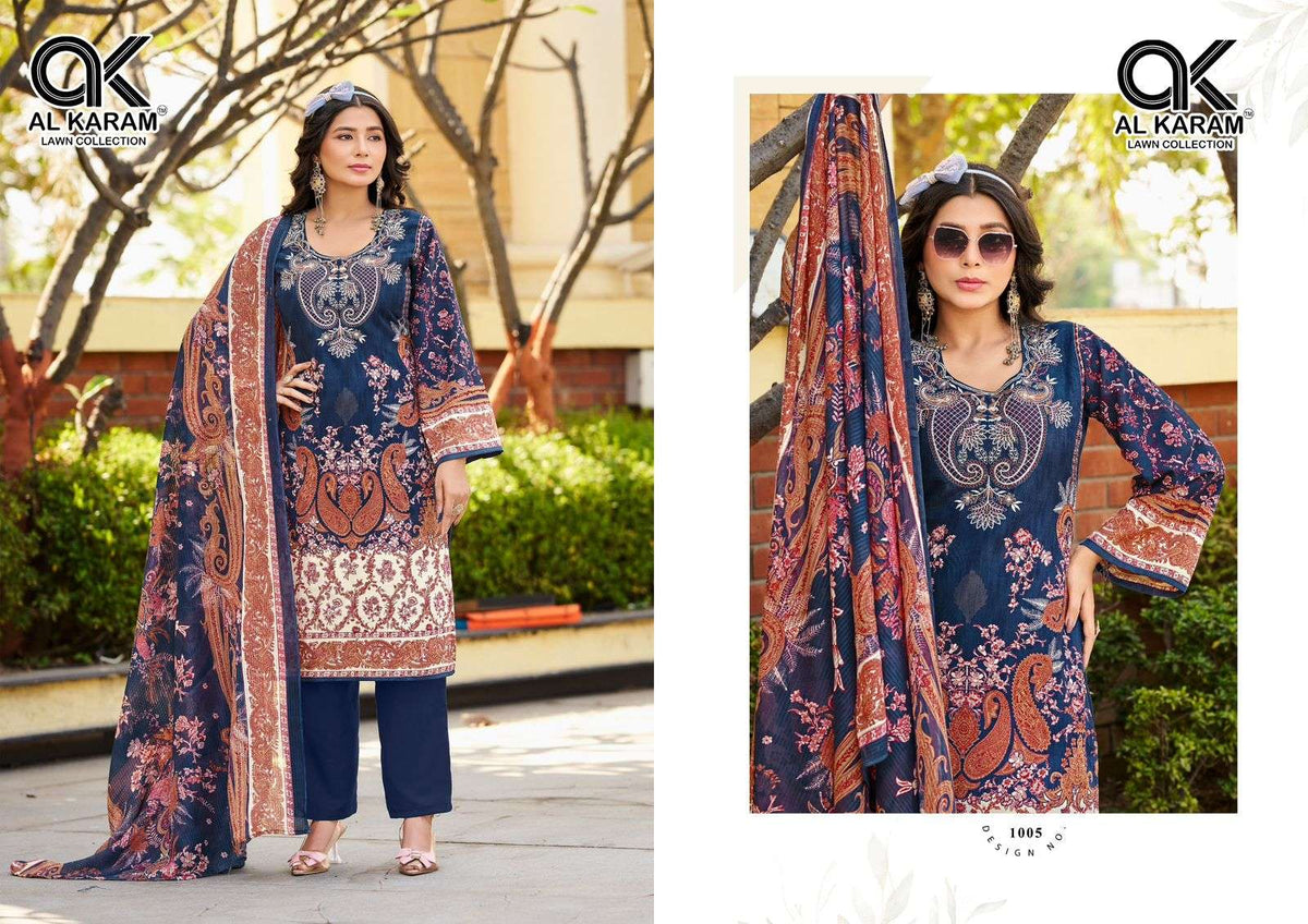 Al Karam Areeba Nx Rayon Cotton Pakistani Suit - Amrah Wholesale