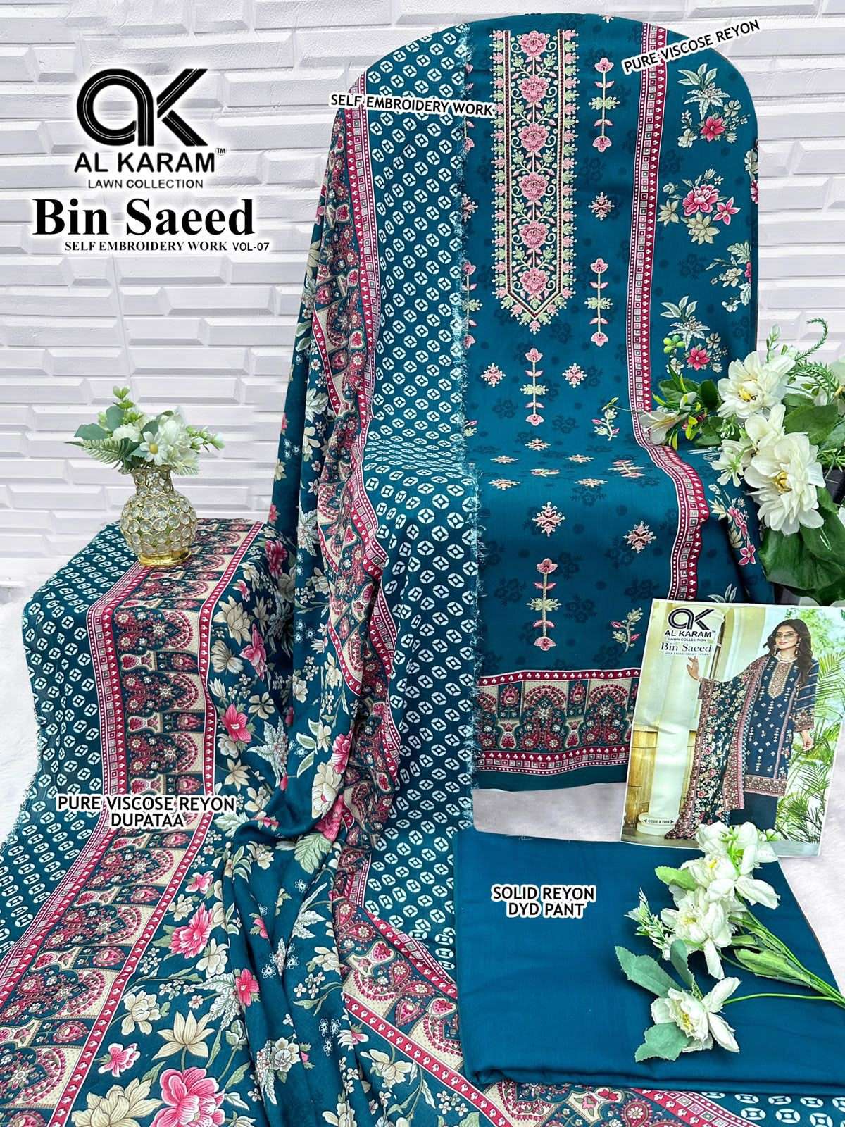 Al Karam Bin Saeed Vol 7 Viscose Rayon Pakistani Suit - Amrah Wholesale