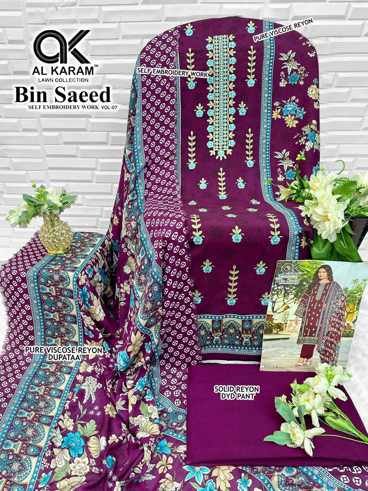 Al Karam Bin Saeed Vol 7 Viscose Rayon Pakistani Suit - Amrah Wholesale