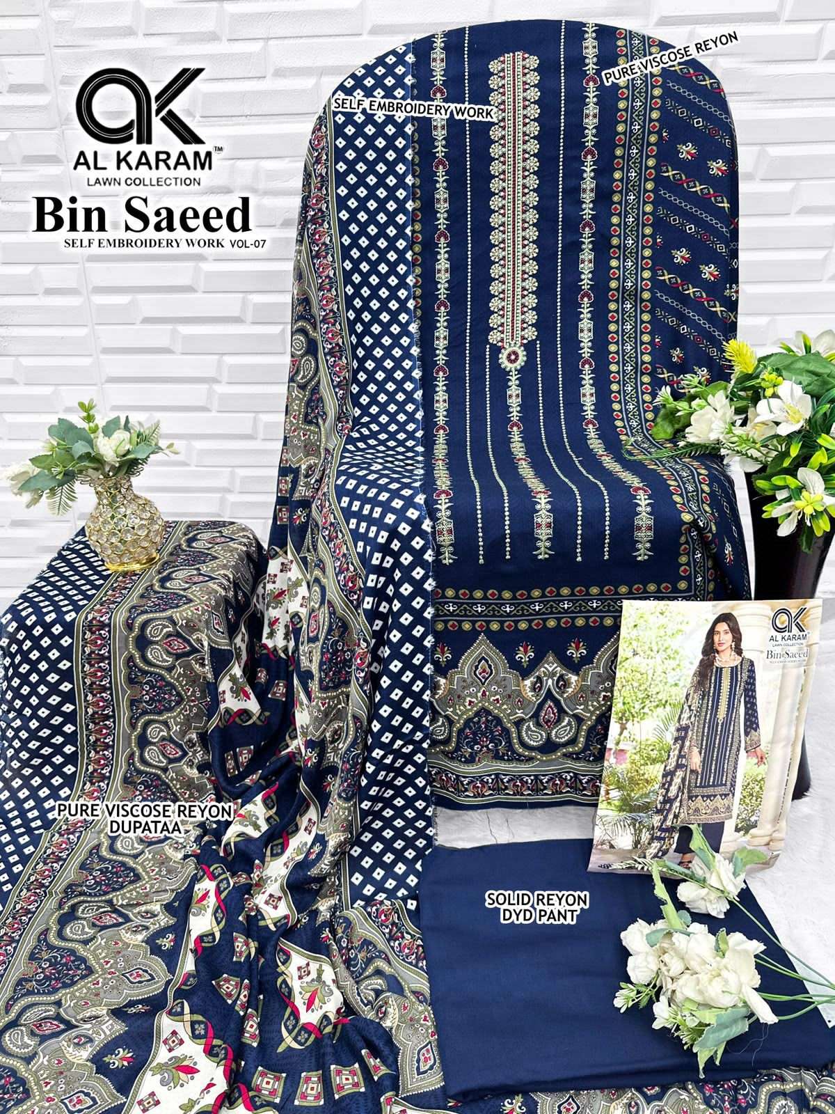Al Karam Bin Saeed Vol 7 Viscose Rayon Pakistani Suit - Amrah Wholesale