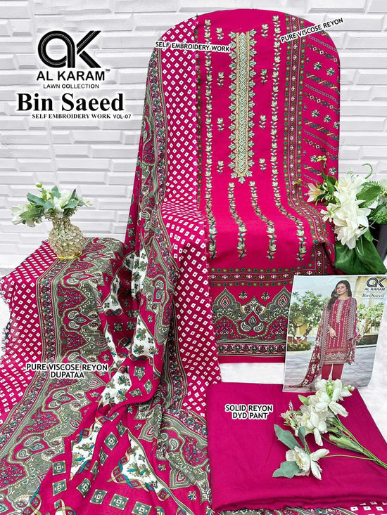 Al Karam Bin Saeed Vol 7 Viscose Rayon Pakistani Suit - Amrah Wholesale