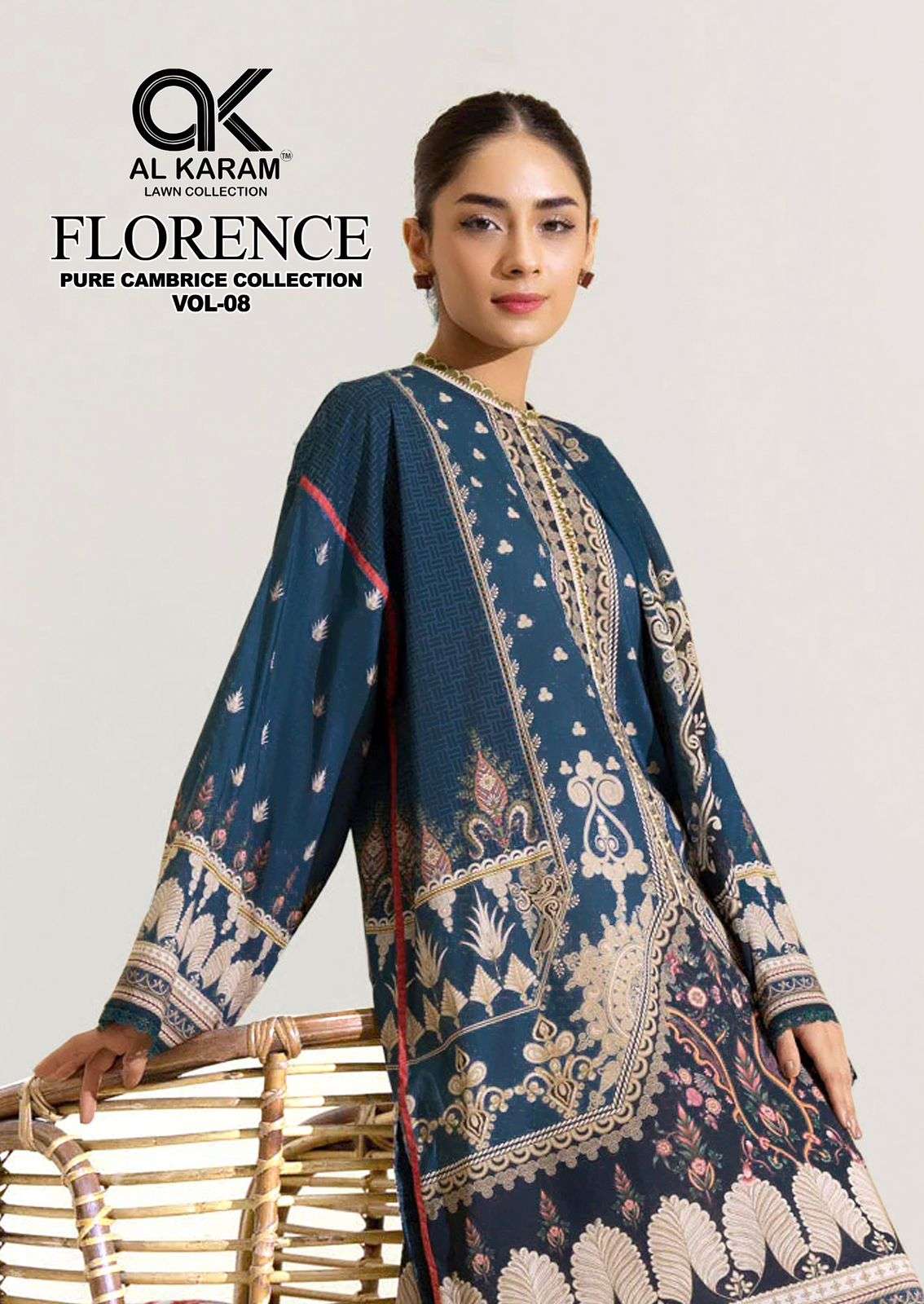 Al Karam Florence Vol 8 Pure Cambric Cotton Dress Material