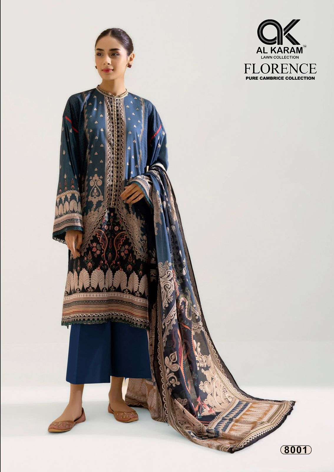 Al Karam Florence Vol 8 Pure Cambric Cotton Dress Material