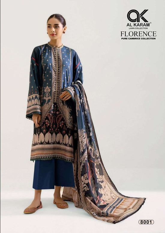 Al Karam Florence Vol 8 Pure Cambric Cotton Dress Material