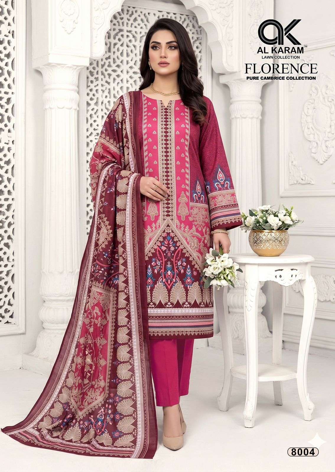 Al Karam Florence Vol 8 Pure Cambric Cotton Dress Material
