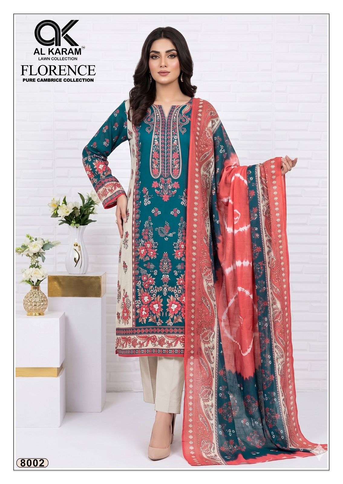 Al Karam Florence Vol 8 Pure Cambric Cotton Dress Material