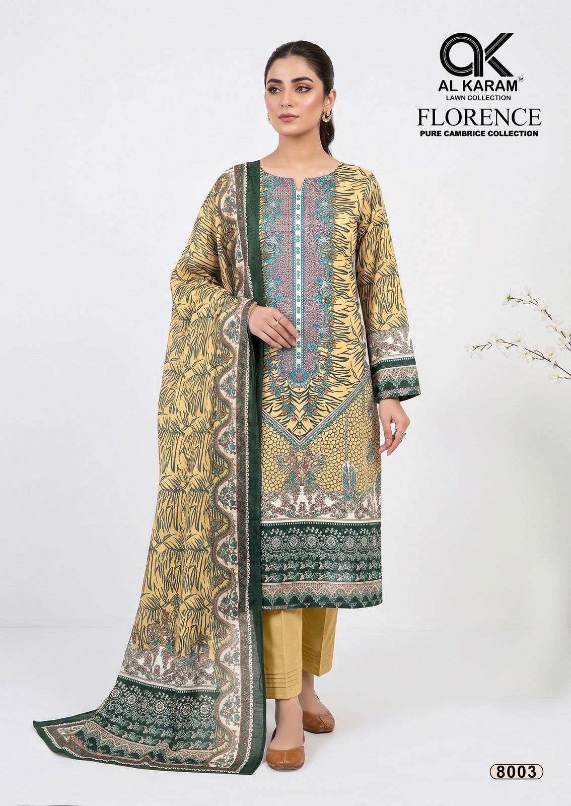Al Karam Florence Vol 8 Pure Cambric Cotton Dress Material