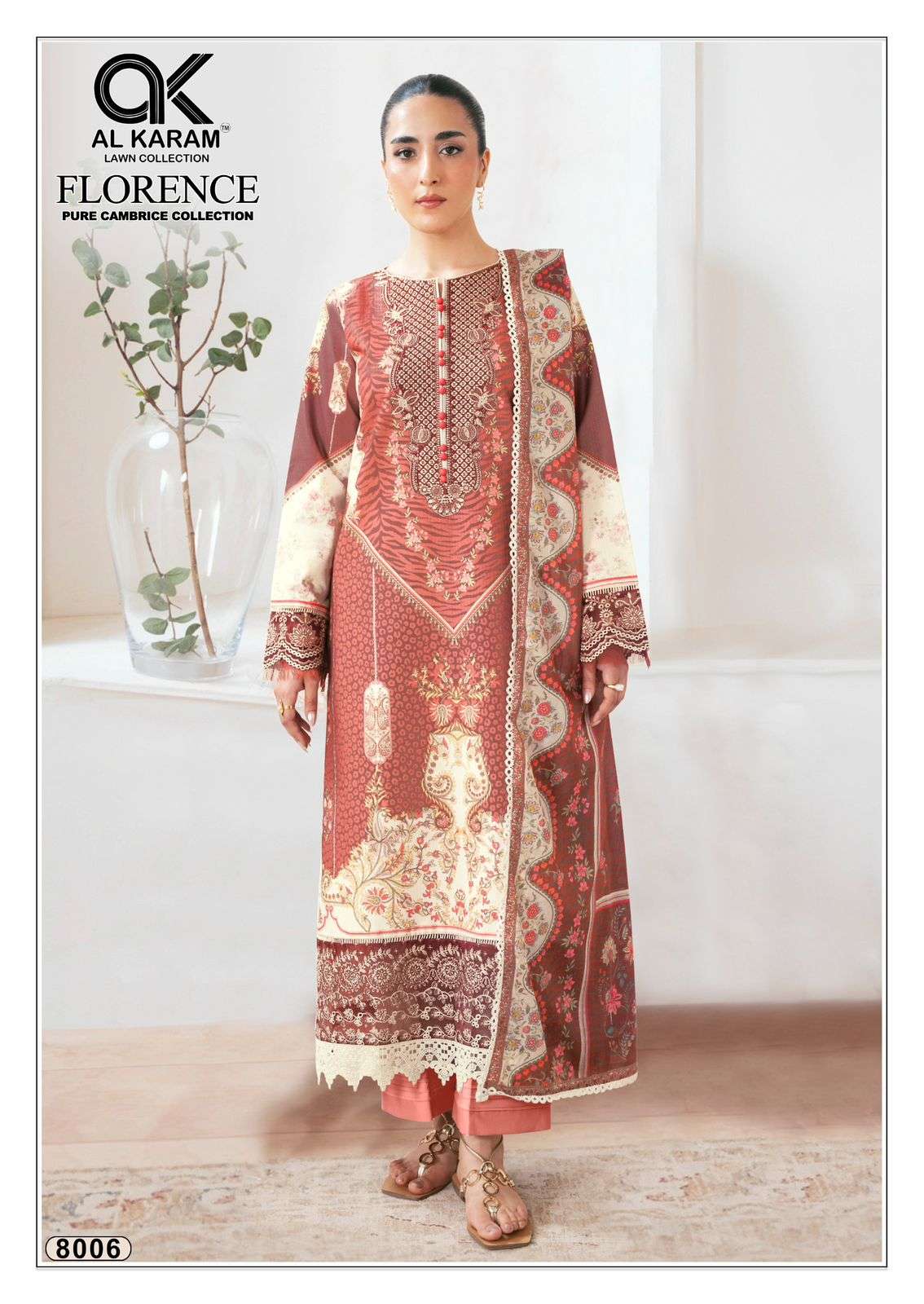 Al Karam Florence Vol 8 Pure Cambric Cotton Dress Material