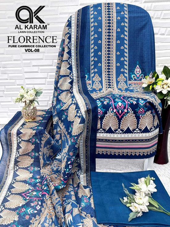 Al Karam Florence Vol 8 Pure Cambric Cotton Dress Material