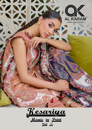 Al Karam Kesariya Vol 19 Pure Cambric Cotton Dress Material - Amrah Wholesale