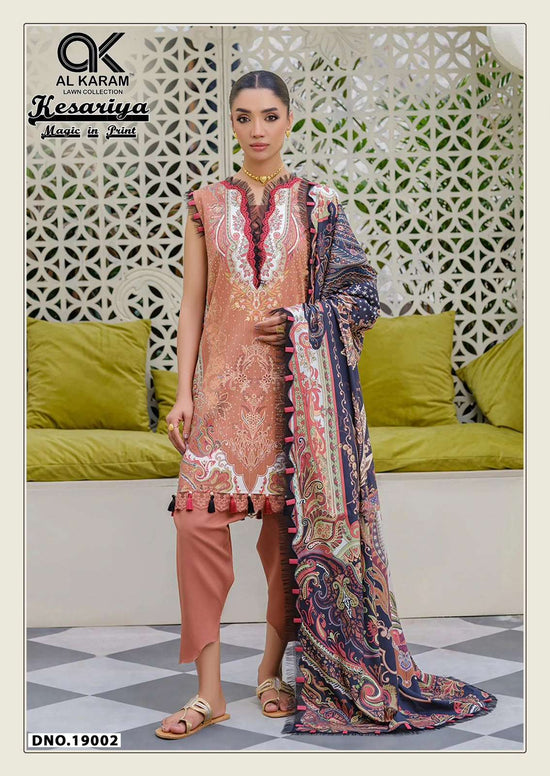 Al Karam Kesariya Vol 19 Pure Cambric Cotton Dress Material - Amrah Wholesale