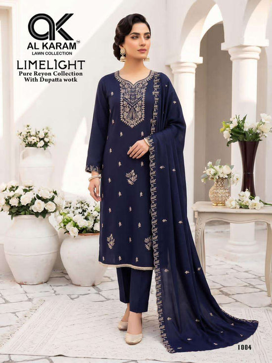 Al Karam Limelight Rayon Embroidered Dress Material